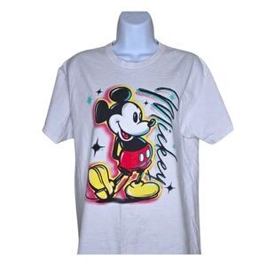 Retro Disney Mickey Mouse Neff Tshirt Mens Size M White Airbrush Art